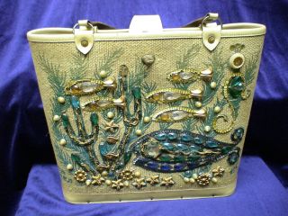 Vintage Tan Enid Collins Sea Garden II Purse Bag