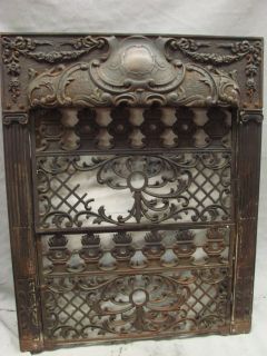 Antique Late 1800s Cast Iron Ornate Gas Fireplace Insert I
