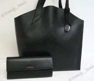 FURLA Crosshatched Leather Jucca Shopper Tote Hobo Bag Handbag +Flap