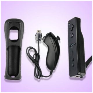 Black Wii Remote & Nunchuck Controller For Nintendo Wii Game In Box