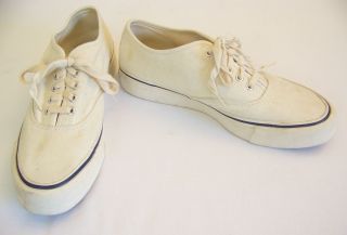 Polo Ralph Lauren Mens White Canvas Shoes Sz 9 D GC