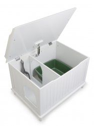 Designer Catbox Wood Litter Box Enclosure in Whitedcb w Cat Kitten