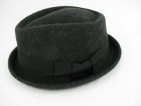 New Frank Sinatra Wool Fedora Hat Black Gray Stingy Brim Diamond Crown