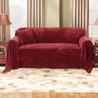 Plush 70 x 170 Sofa Furniture Throw Red Burgundy