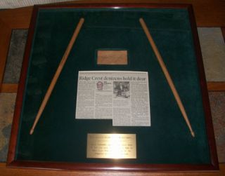 Gene Krupa Matted and Framed Drum Sticks and Autograph