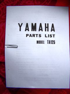 Yamaha Motorcycle 1973 Parts List Manual TA125 125 Bike