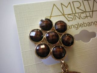 Amrita Singh 18K Gold Plated Chandelier Quogue Earrings Smokey Brown $