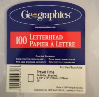 Geographics® Travel Time Letterhead Stationary Computer Writing Paper