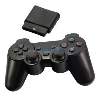  Wireless Shock Vibration Joystick Game Controller for Sony PS2 Black