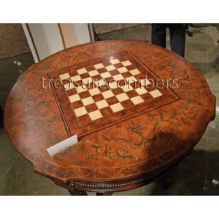 Old World French Game Table Hand Painted Wood Round