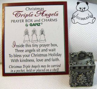 Christmas Triple Angel Prayer Box & Charms Ganz Metal Religious Cross
