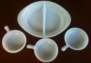 GLASBAKE MCKEE 3 French Casseroles Soup Bowls Divided Casserole Baking