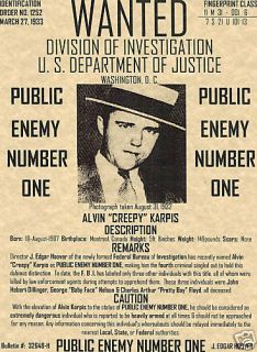 Gangster Posters Alvin Creepy Karpis Public Enemy 1