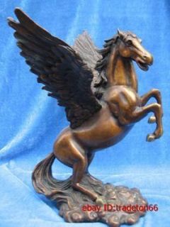  Pure Brass Sculpture Animals Myth JiXiang Fly Gee Horse Bronze Statue