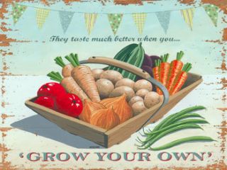 Grow Your Own Metal Sign Vegetable Garden Kitchen