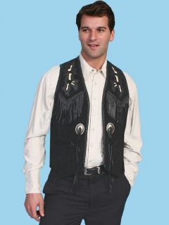 Indian Cowboy Vest Leather Brown Wahmaker Scully Western Cowboy Mens