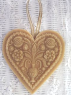 100 Pure Beeswax Bavarian Heart Ornament 6 x 6 5