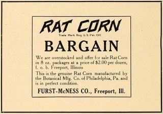 1921 Print Ad Rat Corn Furst Mcness Company Freeport Illinois Mouse