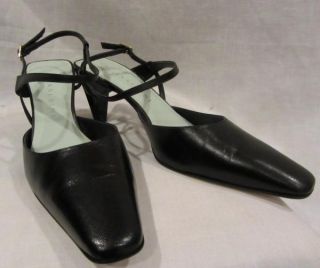 Gianni Bini Black Leather Closed Toe Ankle Buckle Classy Heels Pumps