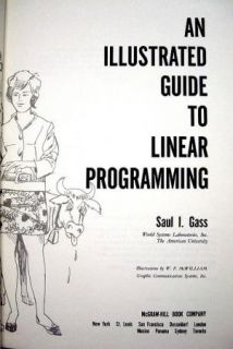  Illustrated Guide to Linear Programming by Saul Gass 0070229600