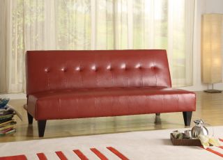 Red Marco Adjustable Faux Leather Futon Sofa Bed Very Nice