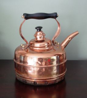   English Copper Whistling Tea Kettle Teakettle Gas Stove Coil Design