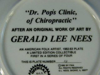 Gerald Nees Signed Chiropractor Plate Dr Pops Clinic