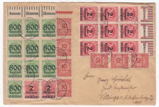 Germany Hersbruck 1920s Inflation Covers with Plate Number Blocks