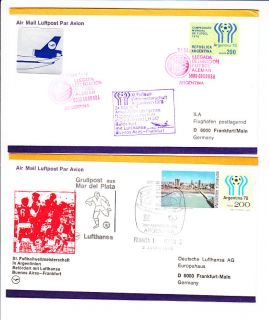 Argentina Lot 2 Airmail First Flight Covers 1978 to Germany Football