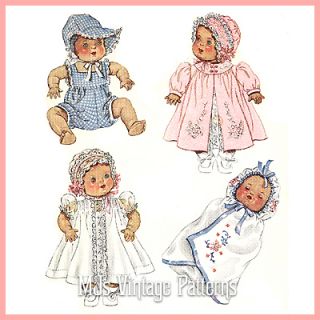 Doll Clothes Vtg Pattern Dress Coat Bonnet 15 DY Dee Tiny Tears Betsy