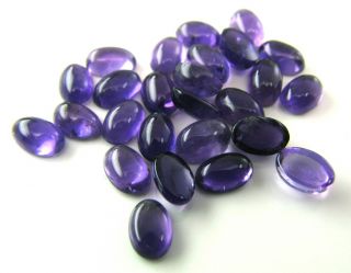  26pc 6x4mm Natural Purple Amethyst Oval Cabochon Gemstones Lot