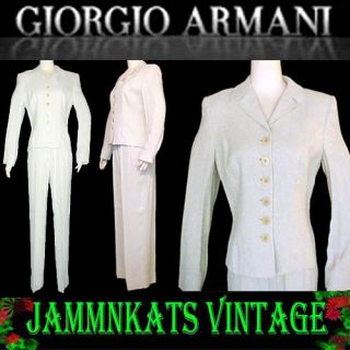 Giorgio Armani 2pc Womens Cream Pant Suit Size US 10
