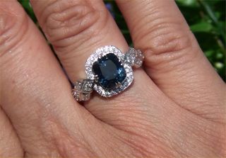 GIA Certified Estate 4 45 Ct Blue Spinel Diamond Vintage Ring 14k