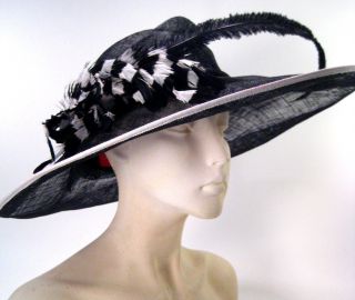 Giovannio Ladies Black Wide Rim Straw Hat