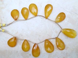 Wholesale Yellow Chalcedony 18 28mm Set of 11 Faceted Pear Drops