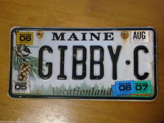 MAINE LICENSE PLATE GIBBY C GOOD CHICKADEE TAG EXPIRED STICKERS