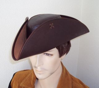 Pirates of The Caribbean Capt Jack Quality Leather Pirate Tricorn Hat