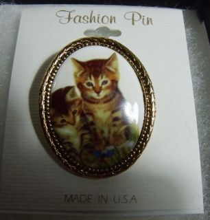  Brooche Two Kittens with Butterfly New in Box for Gift Giving