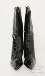 Givenchy Black Patent Leather Pointed Toe Mid Calf Boots Size 40 5