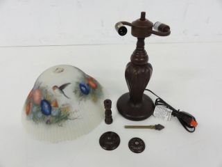 Tiffany 10190/706 Hummingbird/Flower Table Lamp, Bronze, Glass Shade
