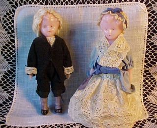 Vintage George and Martha Washington Plastic Dolls Orig. Clothing