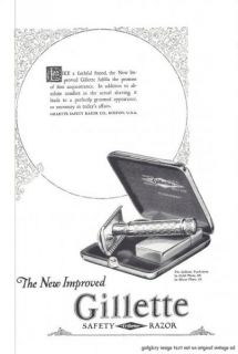 1925 Gillette Safety Razor 2 Vintage Print Ads Tuckaway Model Gold