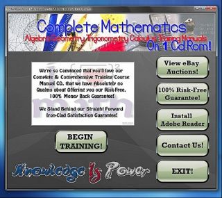 Algebra Geometry Trig Calc Statistics Math Training Course Manuals on