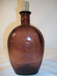 Antique Decorative Brown Glass Bottle George Washington