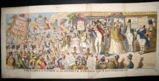 George Cruikshank 1859 Hand Col Etched Caricature. Satire on votes for