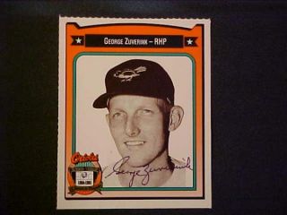 GEORGE ZUVERINK SIGNED AUTO 1991 CROWN GASOLINE ORIOLES CARD