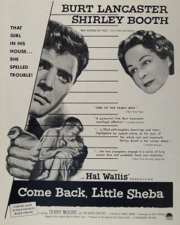 1953 Movie Ad Come Back Little Sheba Burt Lancaster Original