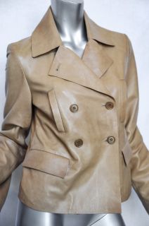 Gerard DAREL Tan Beige Soft Leather Double Breasted Buttons Jacket