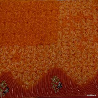  Sari Embroidered Printed Floral Pure Georgette Silk Saree Fabric Decor