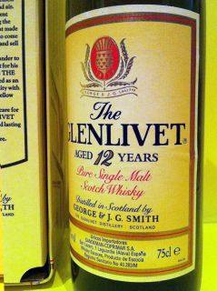 Whisky ✺ GLENLIVET ✺ 75 cl ~ 43 º ✺ Aged 12 Years ~ Pure Single